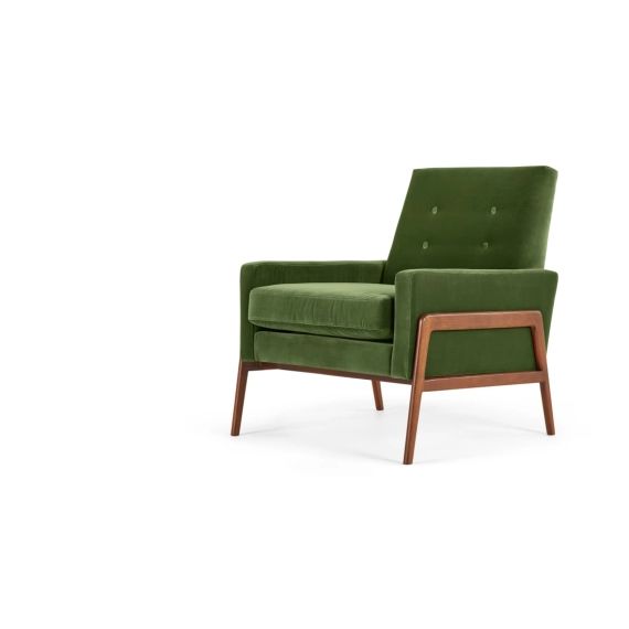 Cecil, fauteuil, velours vert gazon