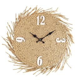 Horloge murale ronde marron et blanc paille ø 45 cm