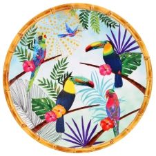 Grande assiette plate en mélamine 28 cm imprimé toucans de Rio