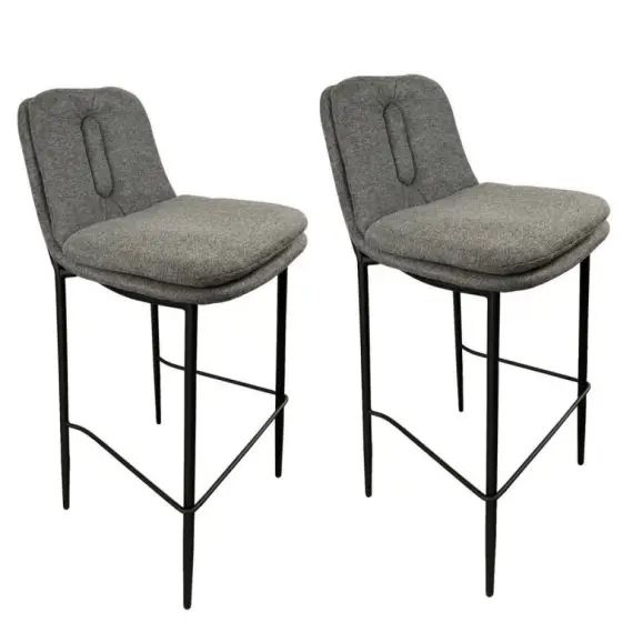 2 Chaises de bar en tissu gris Anthracite