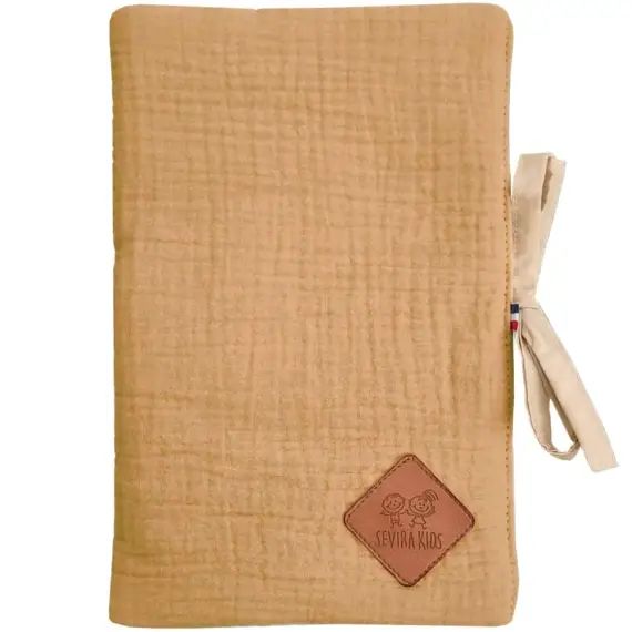 Protège carnet de santé en gaze de coton  Camel