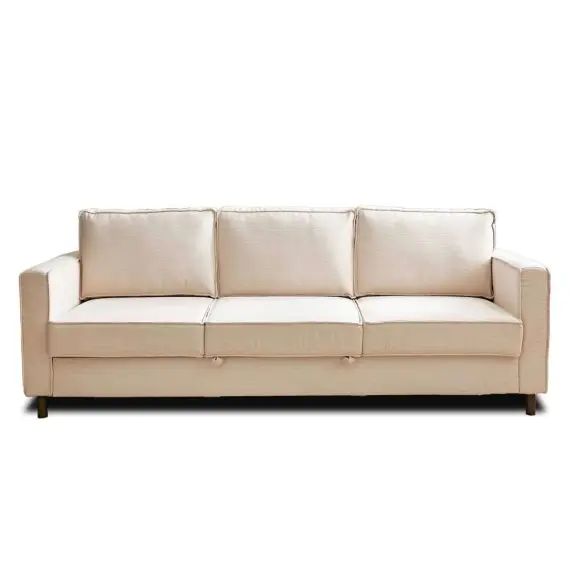 Canapé droit convertible 3 places en velours côtelé beige