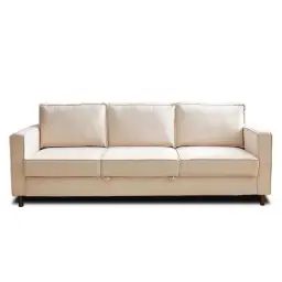 Canapé droit convertible 3 places en velours côtelé beige