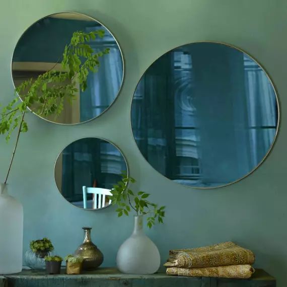 Miroir rond en laiton argenté 80 cm – Murat