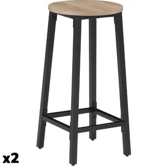 2 Tabourets de bar Corby effet Bois clair industriel, Chêne Sonoma