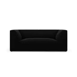 Canapé 2 places en tissu velours noir