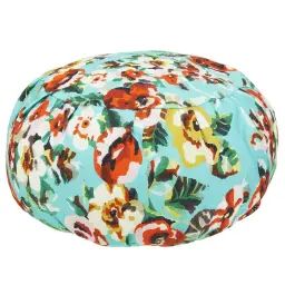 Coussin de méditation zafu imprimé fleuri turquoise
