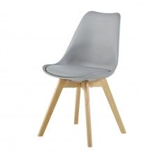 Chaise style scandinave gris acier et hévéa