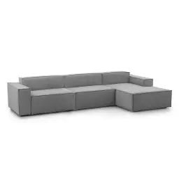 Canapé d’angle 4 places en tissu gris
