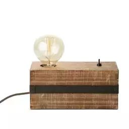 WOODHILL-Lampe à poser Métal et bois avec interrupteur L22cm