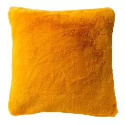 Housse de coussin jaune fausse fourrure-60×60 cm uni