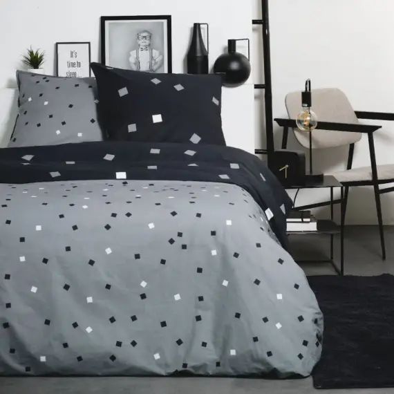 Parure de lit en Coton Gris 260×240 cm