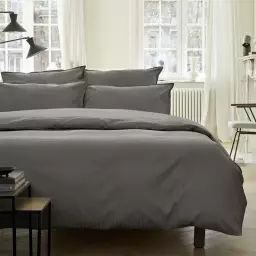 Parure de lit en satin de coton gris 200×200