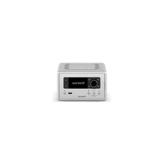 Chaine HiFi Sonoro RELAX BLANC Systeme compact avec haut-parleur dirige vers le haut pour un son a 360. Radio FM, DAB+, radio Internet, Bluetooth, Spotify, Deezer, Amazon Music & contenus de relaxation. Reveil double. Boîtier en bois laque. Livre avec telecommande.