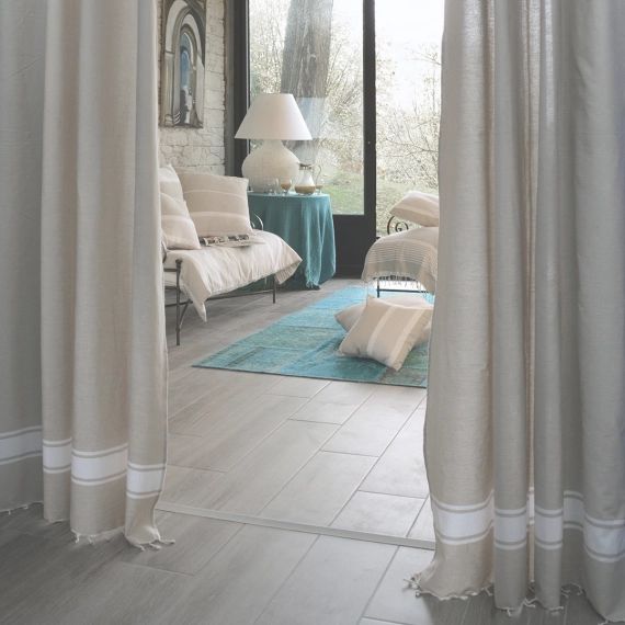 CASABLANCA – Rideau ajustable coton écru et blanc 140 x 210 à 240
