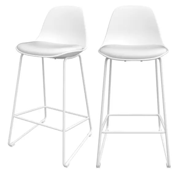 Chaise de bar blanche 65 cm (lot de 2)