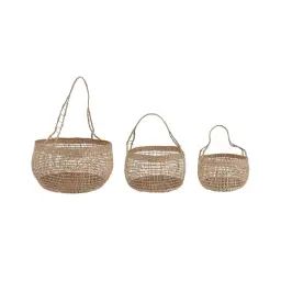 Lot de 3 paniers en herbes marines naturels