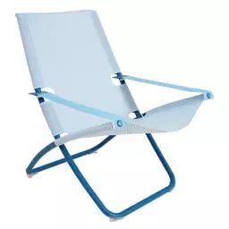 Chaise longue pliable inclinable Snooze en Métal, Tissu technique – Couleur Bleu – 75 x 110.85 x 105 cm – Designer Marco Marin