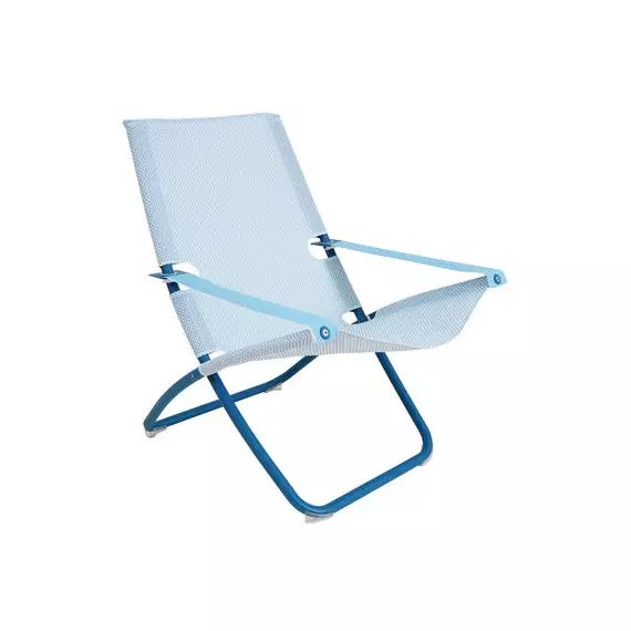 Chaise longue pliable inclinable Snooze en Métal, Tissu technique – Couleur Bleu – 75 x 110.85 x 105 cm – Designer Marco Marin