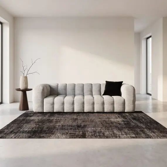 Canapé 3 places tissu gris clair chiné