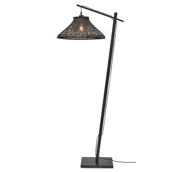Lampadaire bambou abat-jour bambou noir, h. 150cm