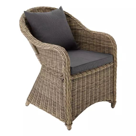 Fauteuil de jardin en rotin Avec cadre en aluminium marron naturel