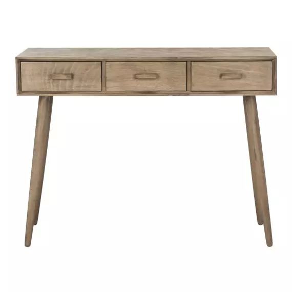 Console 3 tiroirs en bois de pin marron