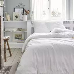 Parure de lit en coton blanc 240×220 Made in France