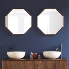 Miroir octogonal en bois de mindy 60 VINTAGE