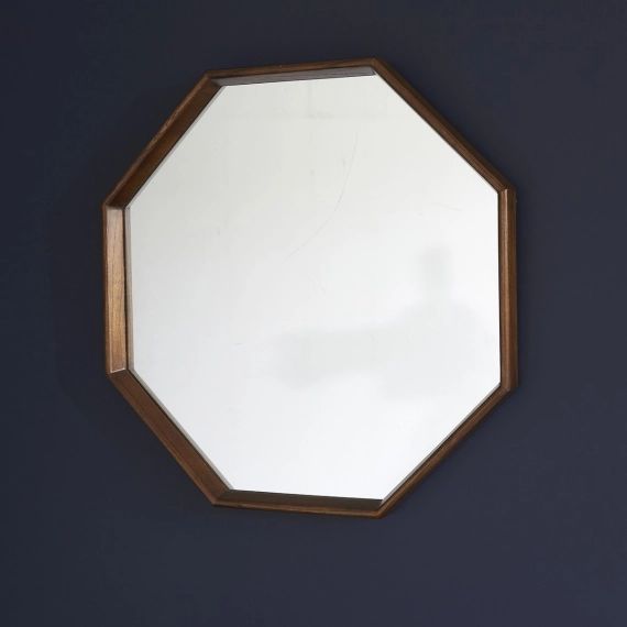 Miroir design octogonal en bois de mindy 60 VINTAGE