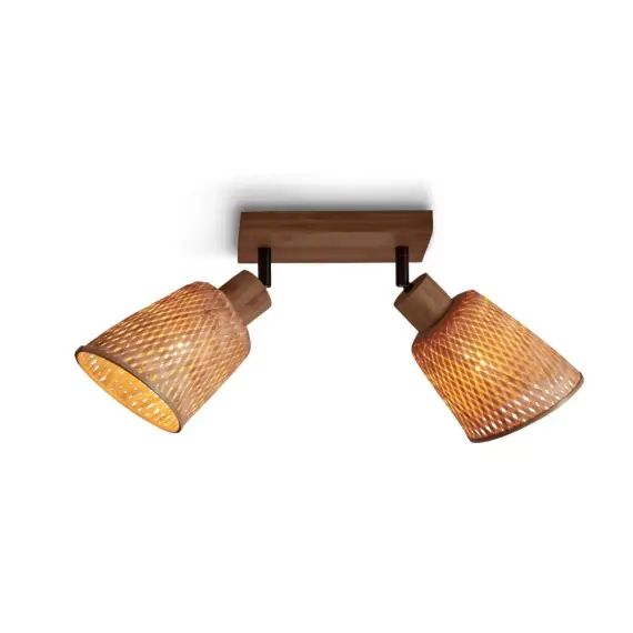 Plafonnier bambou abat-jour bambou naturel, h. 24cm