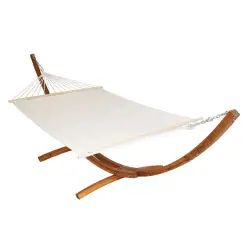 Hamac sur pied avec structure en Bois, pour 2 personnes blanc