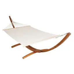 Hamac sur pied avec structure en Bois, pour 2 personnes blanc