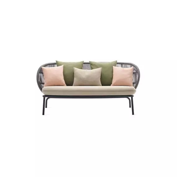 Canapé de jardin 2 places Kodo en Fibre végétale, Corde acrylique – Couleur Gris – 165 x 50 x 78 cm – Designer Studio Segers