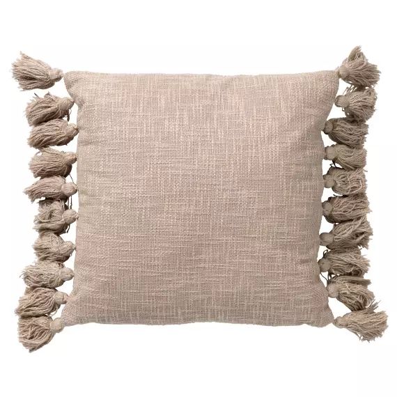 Housse de coussin beige en coton-45×45 cm uni