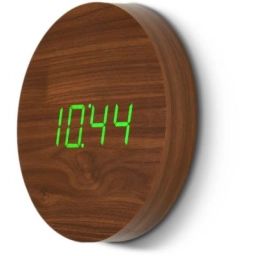 Réveil Gingko Wall Click Clock – LED Noyer / Vert