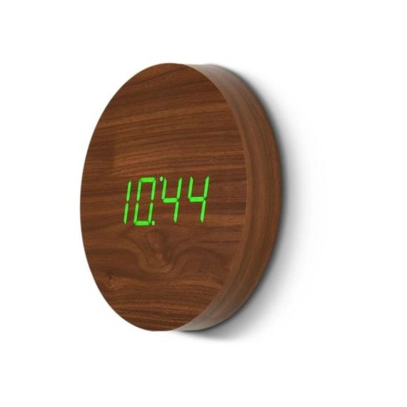 Réveil Gingko Wall Click Clock – LED Noyer / Vert