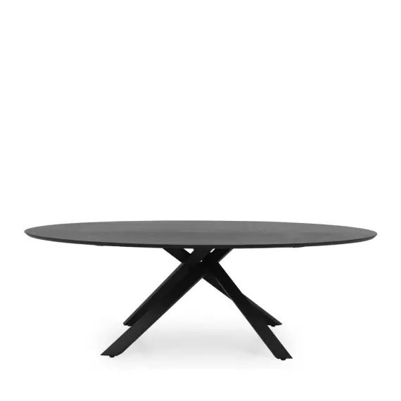 Cox – Table à manger ovale en bois et métal – Couleur – Noir