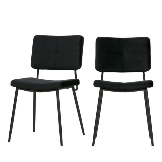 2 chaises en velours noir