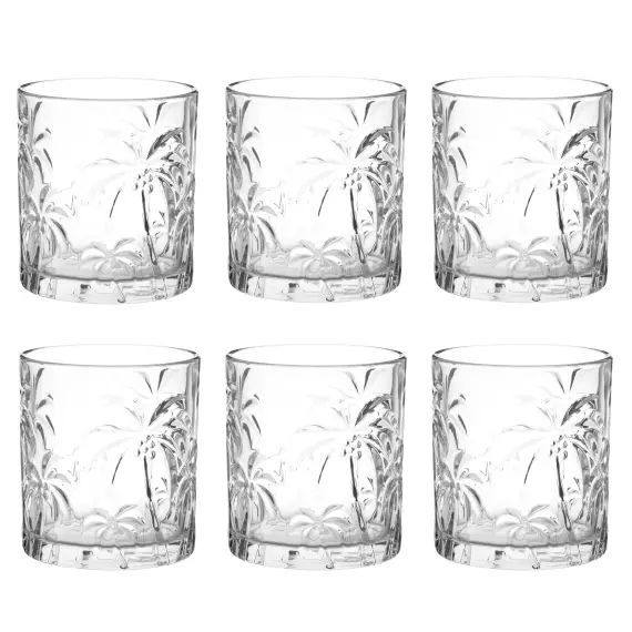 Verre à cocktail en verre gravé motifs palmiers