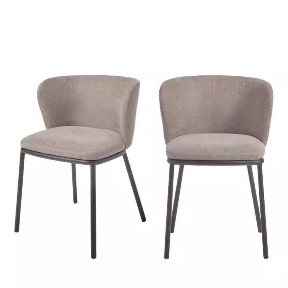 Ciselia – Lot de 2 chaises en chenille et métal – Couleur – Taupe