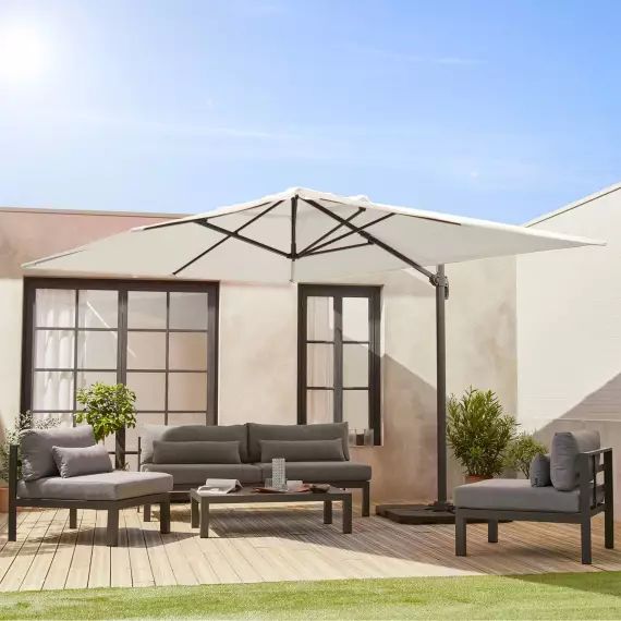 Parasol déporté écru 3x4m + dalles
