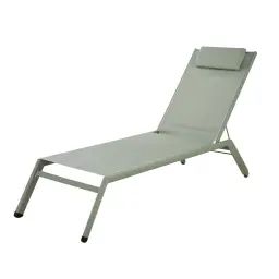 Bain de soleil en aluminium et toile plastifiée vert kaki Yuzu