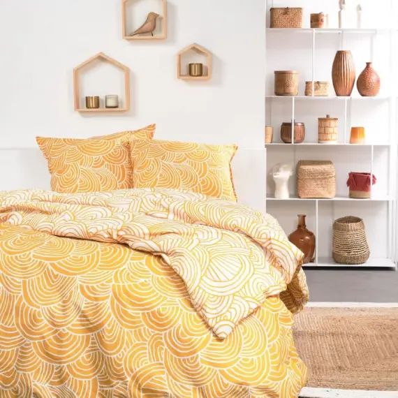 Parure de lit en Coton Jaune 240×220 cm