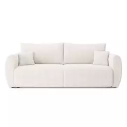 Canapé droit convertible en tissu 3 places blanc