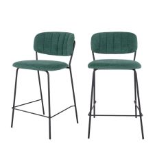 Lot de 2 chaises de bar en tissu et métal vert