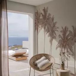 Papier peint panoramique palmiers 225 x 250 cm brun foncé