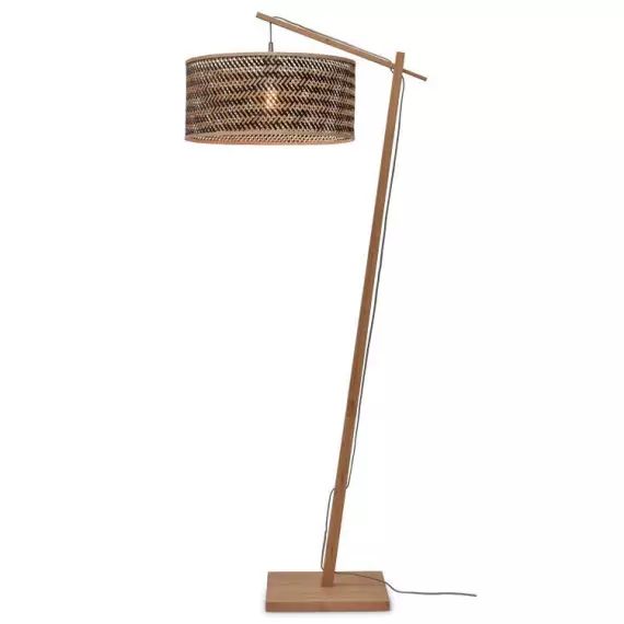 Lampadaire bambou abat-jour bambou naturel/noir, h. 176cm
