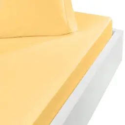 Drap housse en coton bonnet 30cm miel 90×190 cm