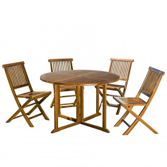 Table de jardin et chaises en teck huilé 4/5 personnes